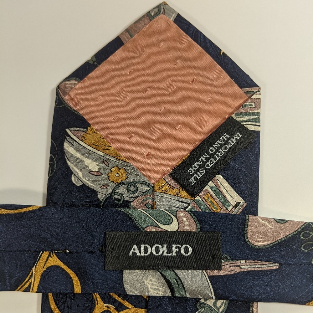 Adolfo Blue Tie with Glasses, Shoes, Hats images